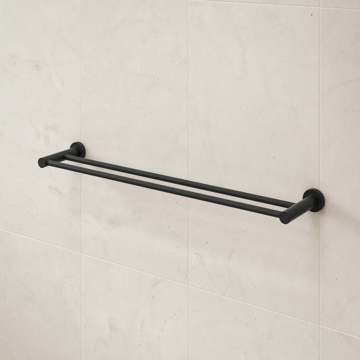 Caroma Liano II Double Towel Rail 640mm Matte Black | The Blue Space