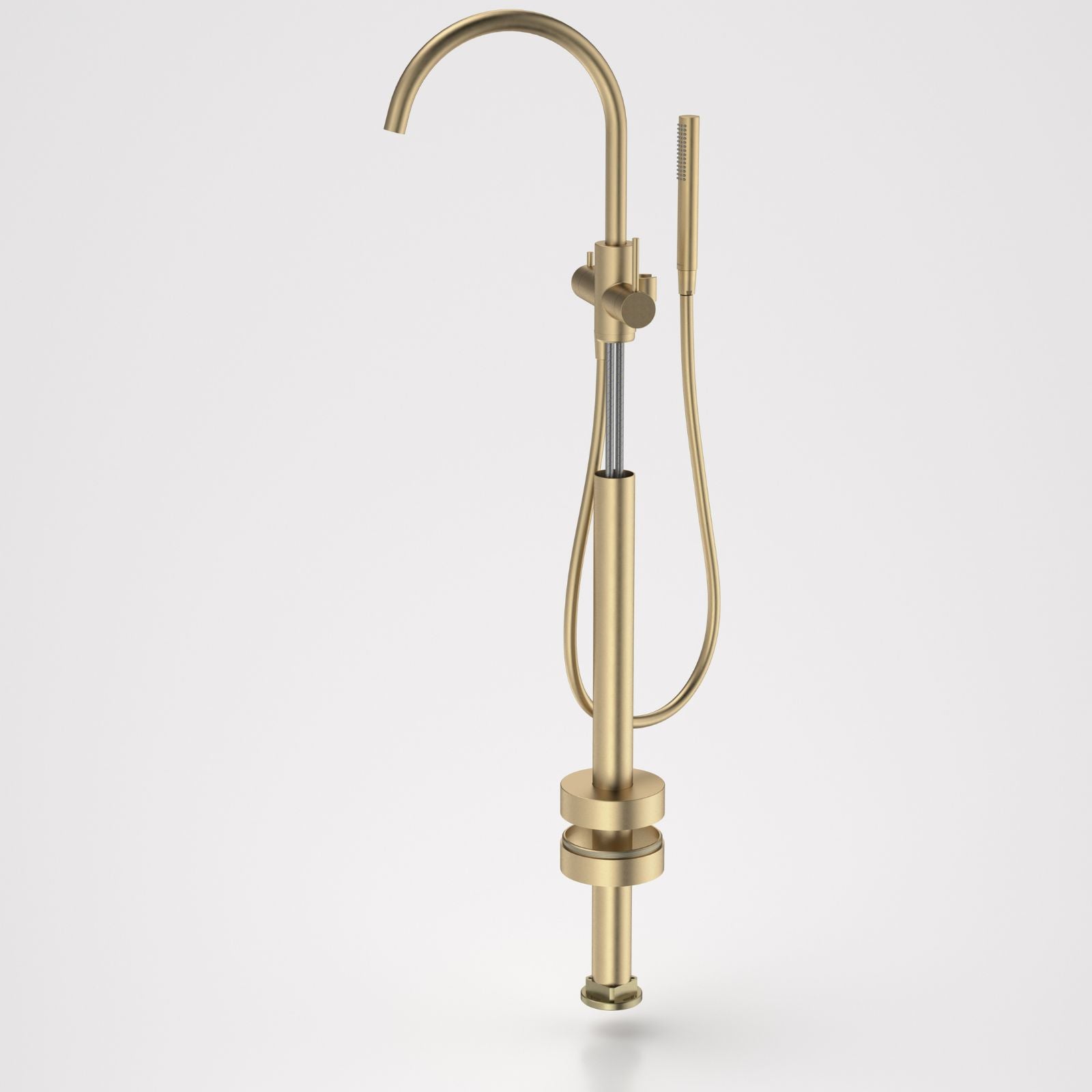 Caroma Liano II Freestanding Bath Filler with Hand Shower Brushed Brass - Trim Kit 96406BB - The Blue Space