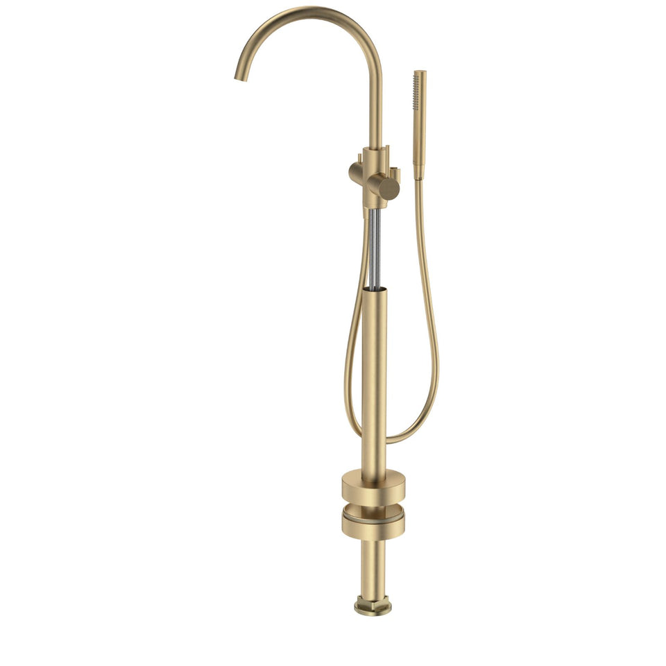 Caroma Liano II Freestanding Bath Filler with Hand Shower Brushed Brass - Trim Kit