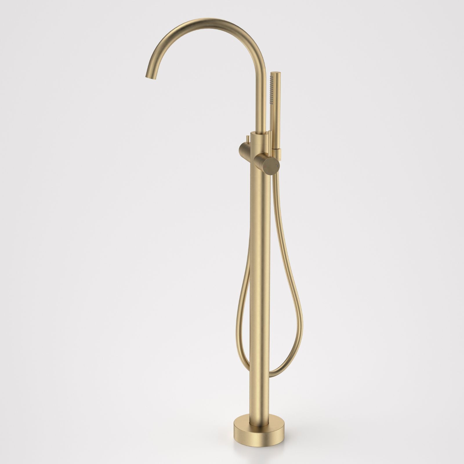 Caroma Liano II Freestanding Bath Filler with Hand Shower Brushed Brass - Full Kit 96409BB - The Blue Space