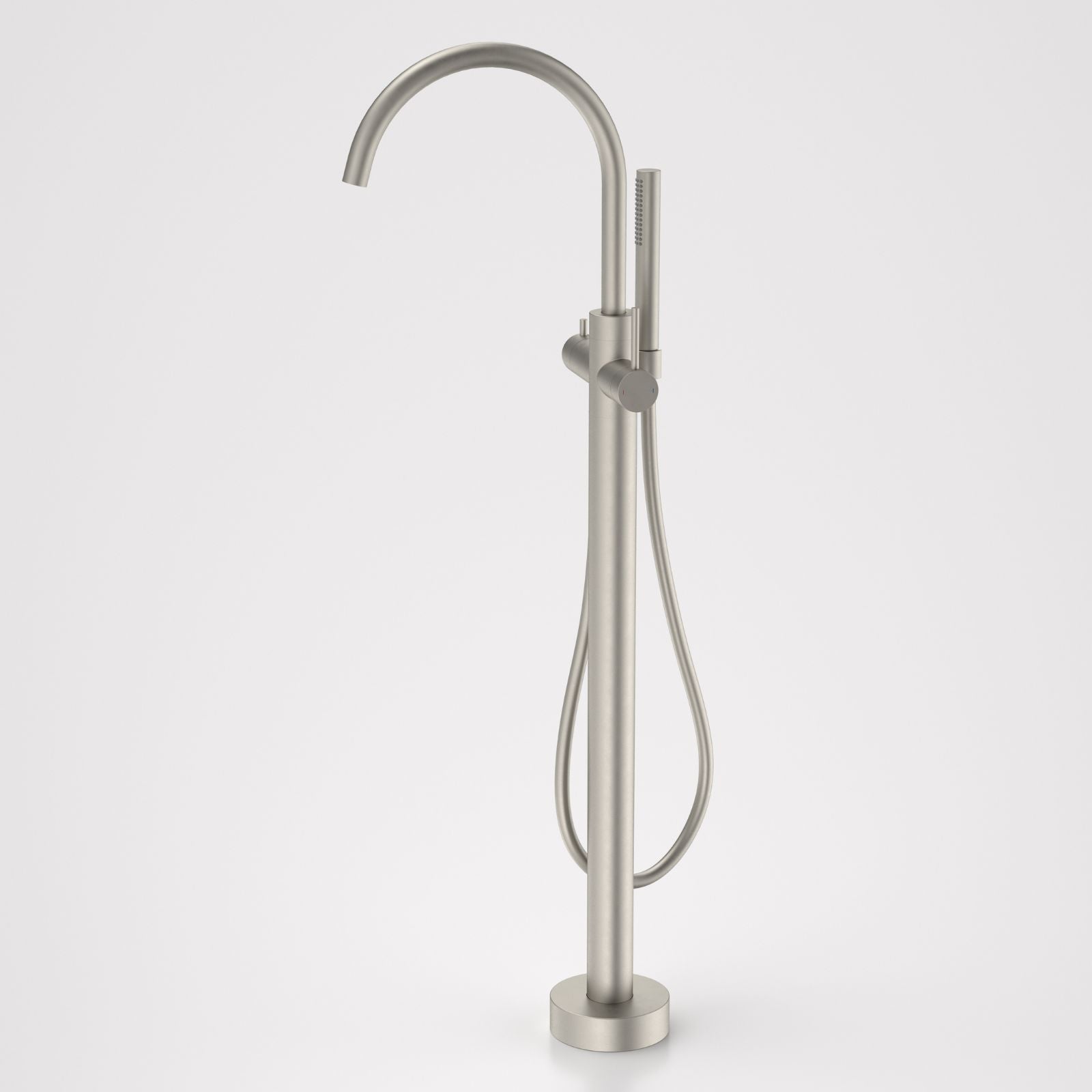 Caroma Liano II Freestanding Bath Filler with Hand Shower Brushed Nickel - Full Kit 96409BN - The Blue Space