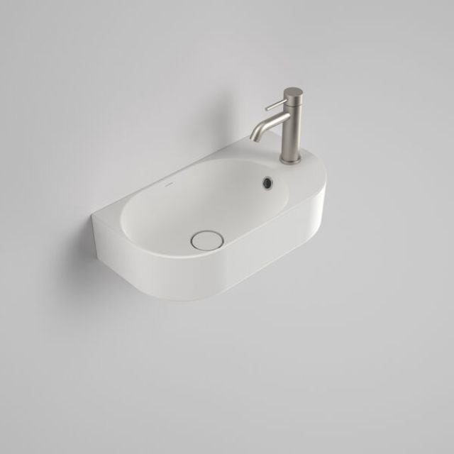 With Ring Caroma Liano II Hand Wall Basin (1 Tap Hole) - Matte White (with Overflow) 853015MW - The Blue Space