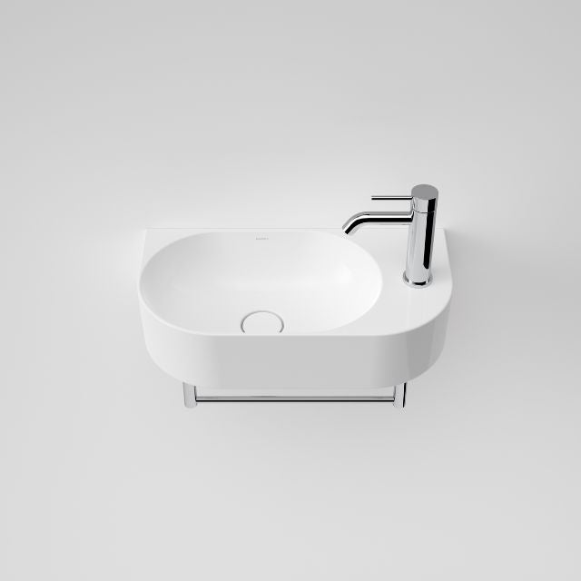 Caroma Liano II Hand Wall Basin Integrated Towel Rail With Basin - Chrome 96457C - The Blue Space
