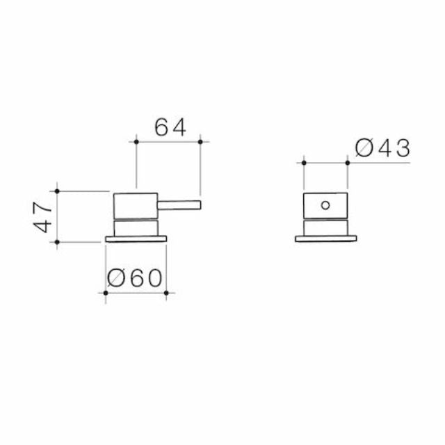 Technical Drawing Caroma Liano II Hob Mixer - Trim Kit - Chrome 96402C - The Blue Space