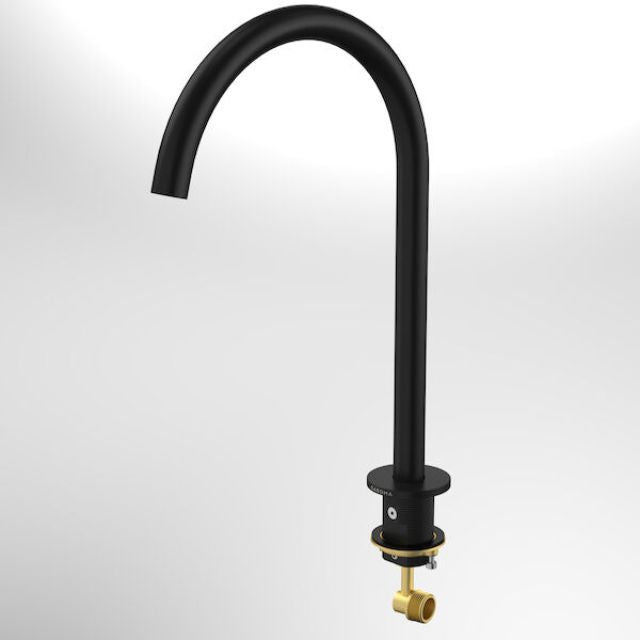 Full Caroma Liano II Hob Swivel Outlet 200mm - Matte Black 96401B65A - The Blue Space