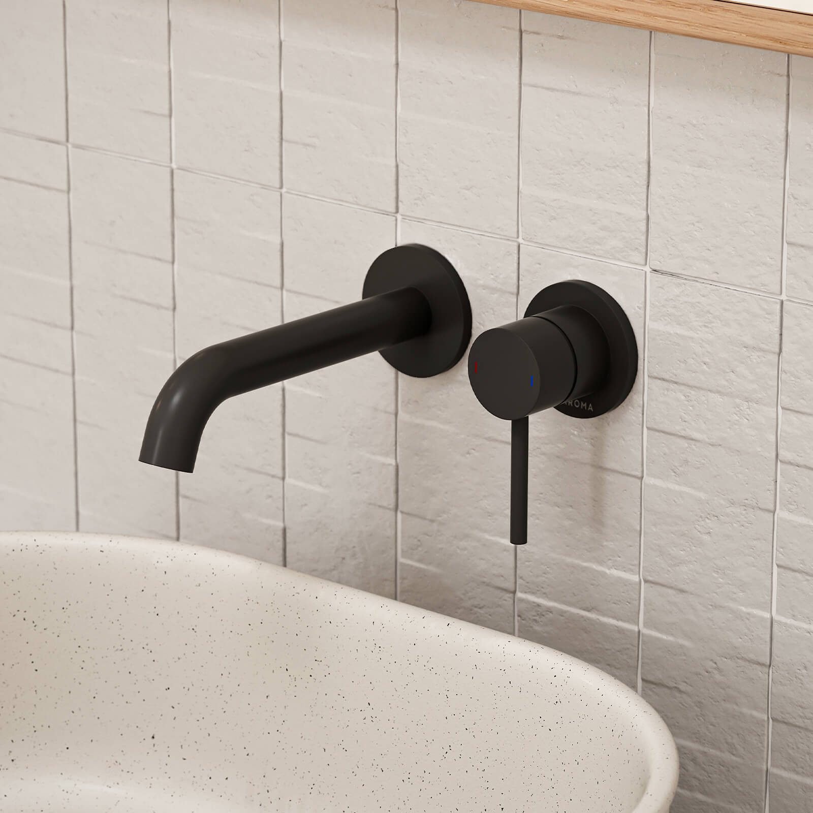 caroma liano ii lead free wall basin bath mixer set matte black | The Blue Space