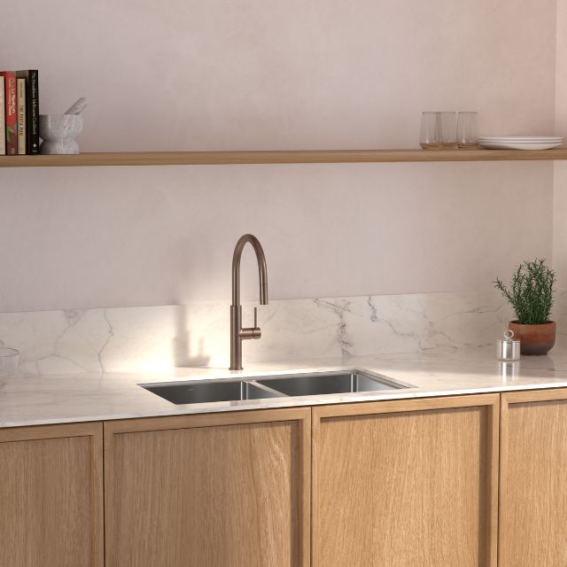 Lifestyle 4 Caroma Liano II Pull Out Sink Mixer - Brushed Bronze 96380BBZ56AF - The Blue Space