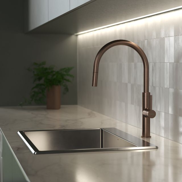Lifestyle 7 Caroma Liano II Pull Out Sink Mixer - Brushed Bronze 96380BBZ56AF - The Blue Space
