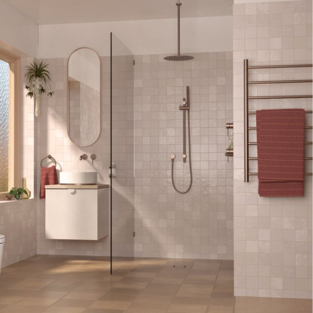 Lifestyle 1 Caroma Liano II Rail Shower - Brushed Bronze 96473BBZ3A - The Blue Space
