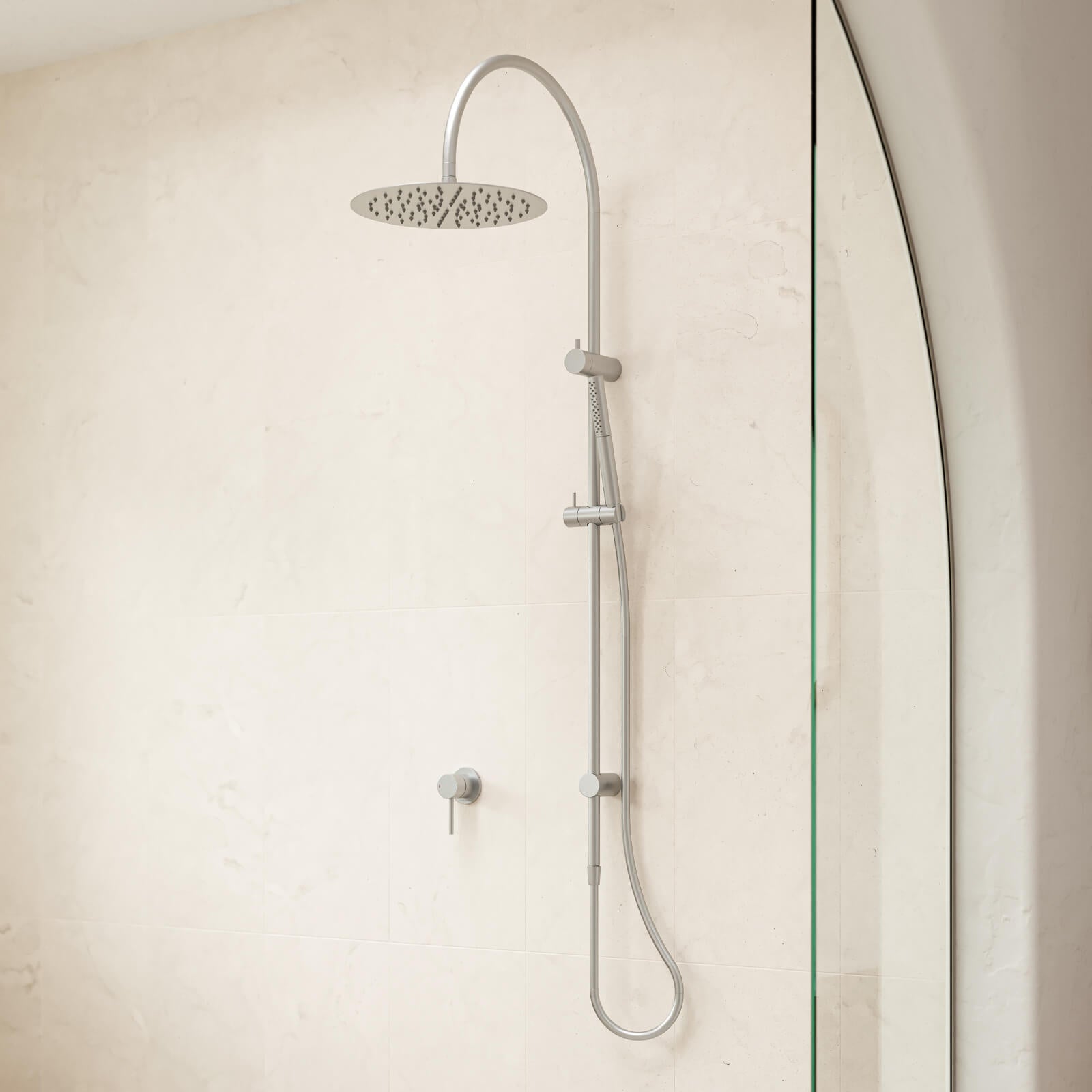 Caroma Liano II Rail Shower with Overhead Brushed Bronze | The Blue Space