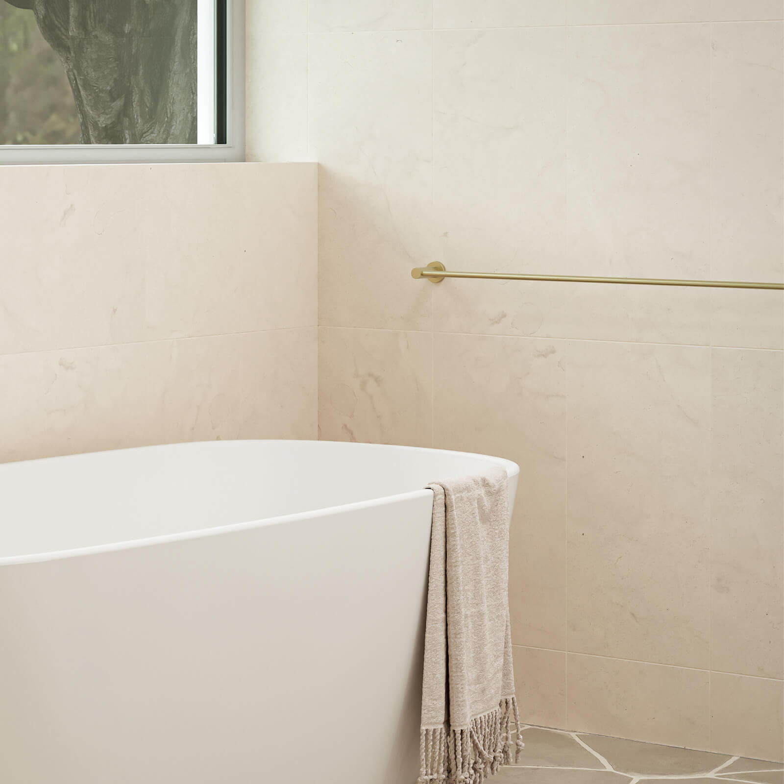 Caroma Liano II Single Towel Rail 640mm Brushed Brass lifestyle image | The Blue Space