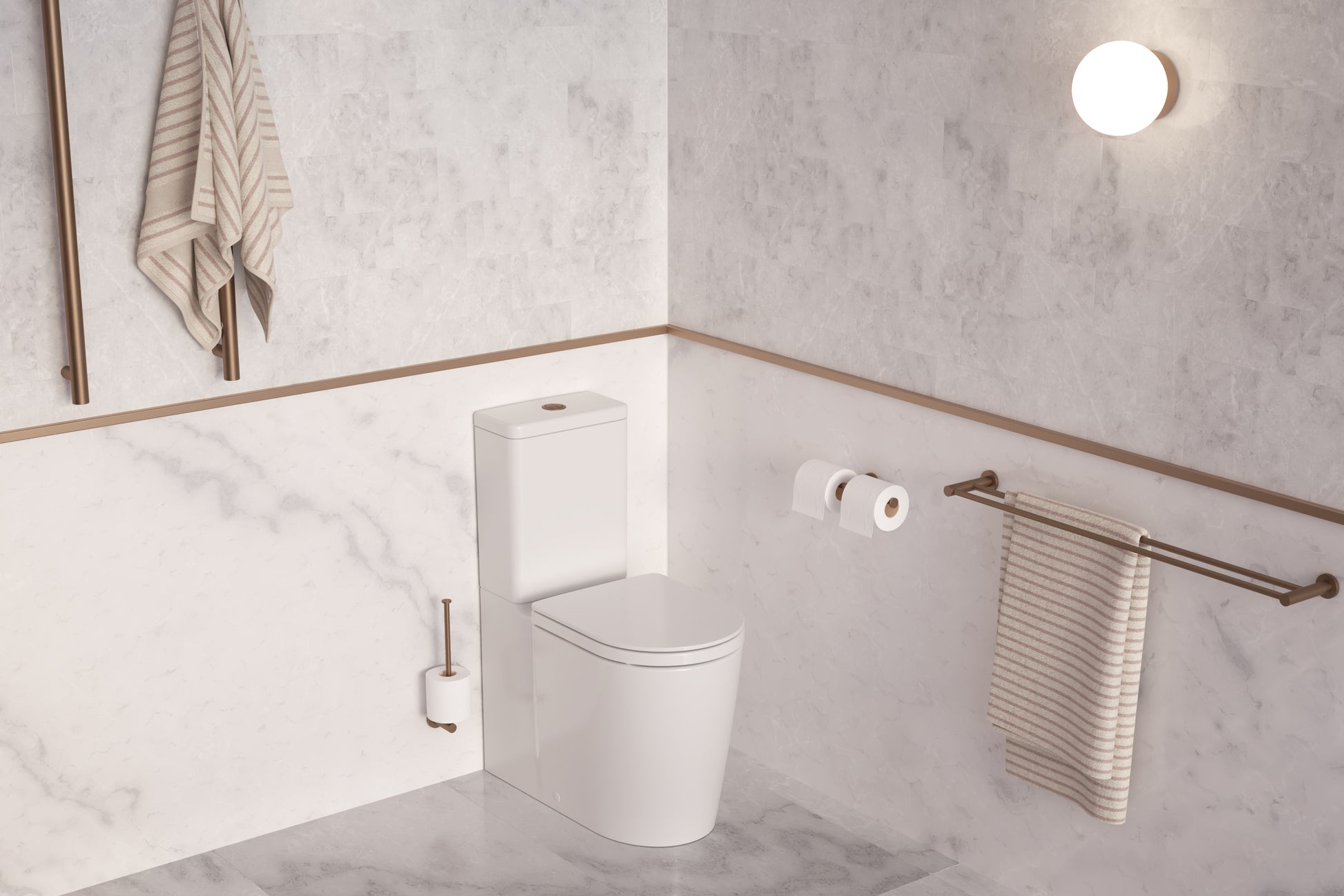 Lifestyle 2 Caroma Liano II Spare Toilet Roll Holder - Brushed Bronze 96452BBZ - The Blue Space