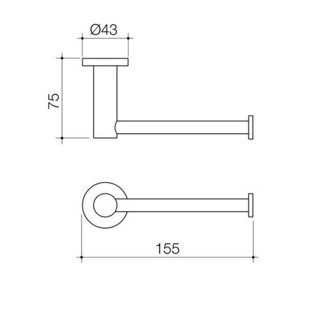 Technical Drawing Caroma Liano II Toilet Roll Holder - Brushed Nickel 96441BN - The Blue Space