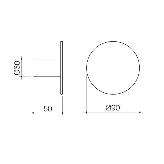 Technical Drawing Caroma Liano II Wall Hook - Large - Brushed Bronze 96451BBZ - The Blue Space