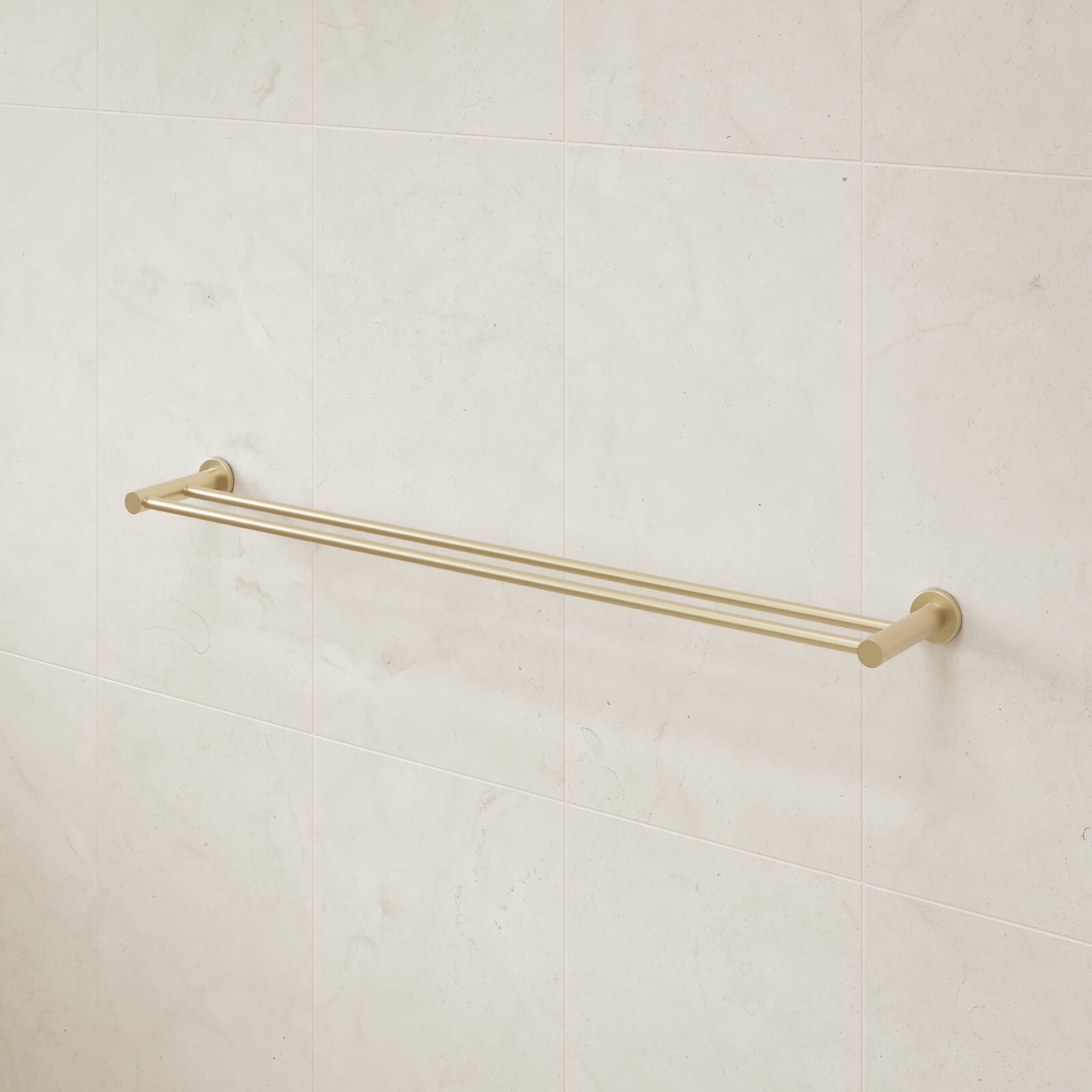 Caroma Liano ll 840 Double Towel Rail Brushed Brass | The Blue Space