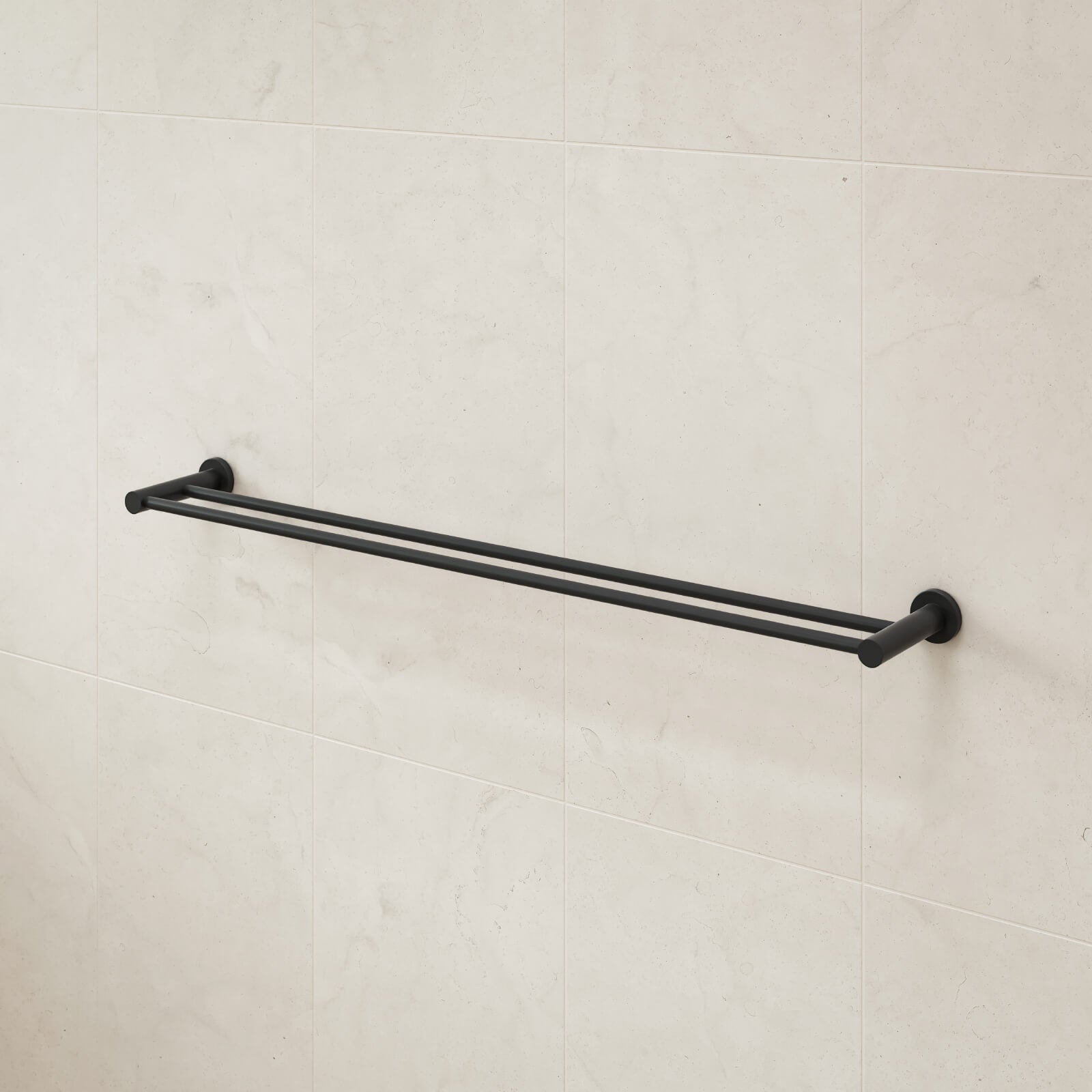 Caroma Liano ll 840 Double Towel Rail Matte Black | The Blue Space