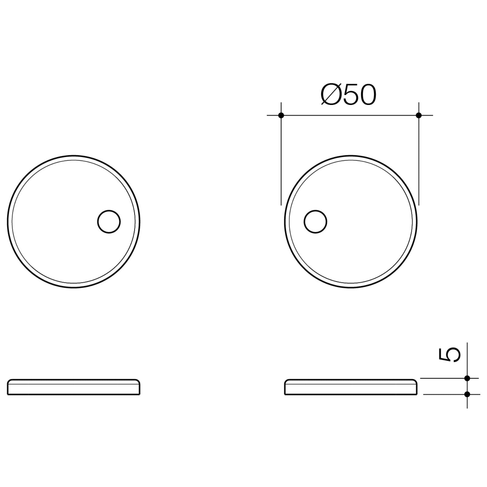 Technical Drawing Caroma Liano / Luna Toilet Seat Hinge Caps - Stainless Steel 254214SS - The Blue Space