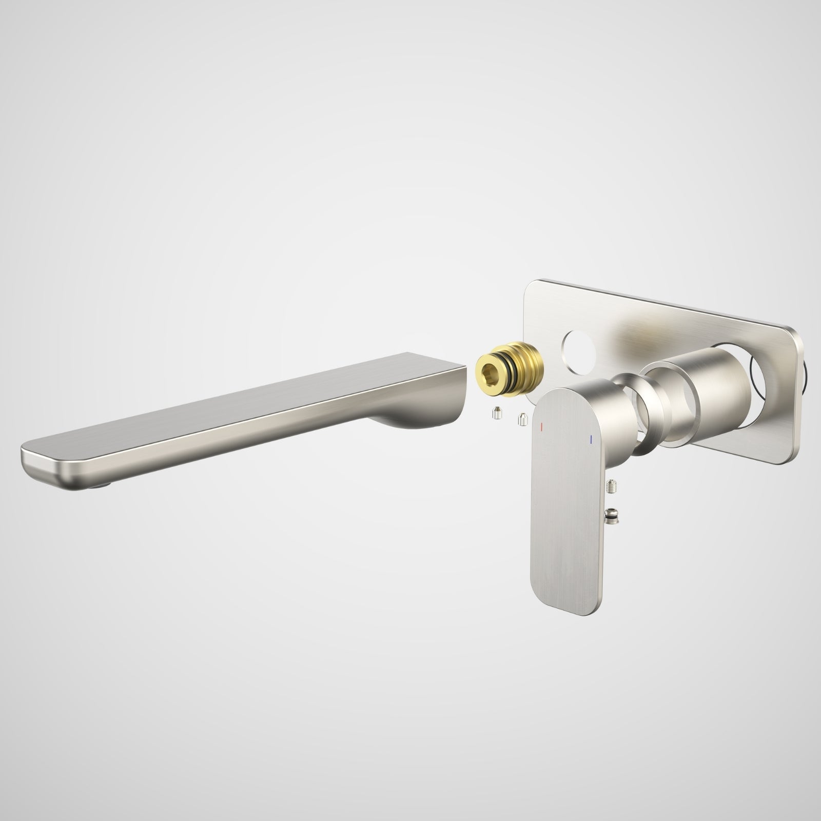 Caroma Luna II Wall Basin/Bath Mixer Trim Kit 220mm - Brushed Nickel 68212BN6AF - The Blue Space