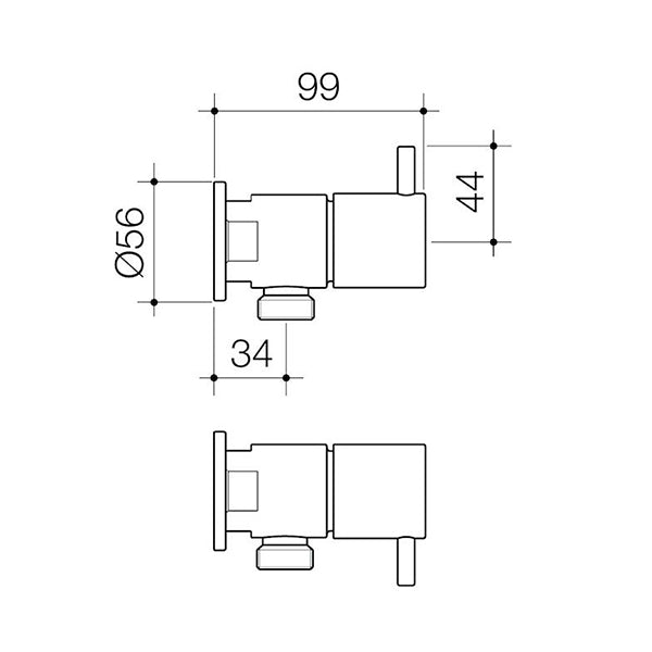 Caroma Luna Lever Washing Machine Tap Set Technical Drawing - The Blue Space
