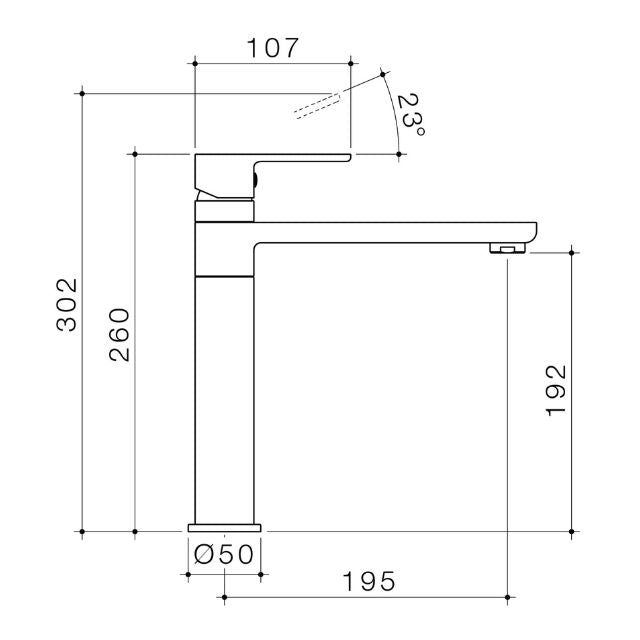 Technical Drawing Caroma Luna Sink Mixer Brushed Nickel 68188BN4AF - The Blue Space
