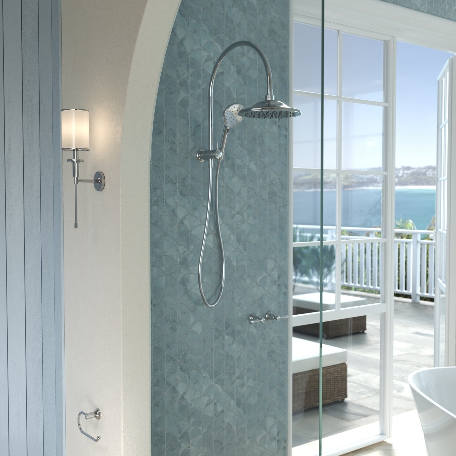 Lifestyle 3 Caroma Riviere Bath Shower Mixer - Chrome 520005C - The Blue Space