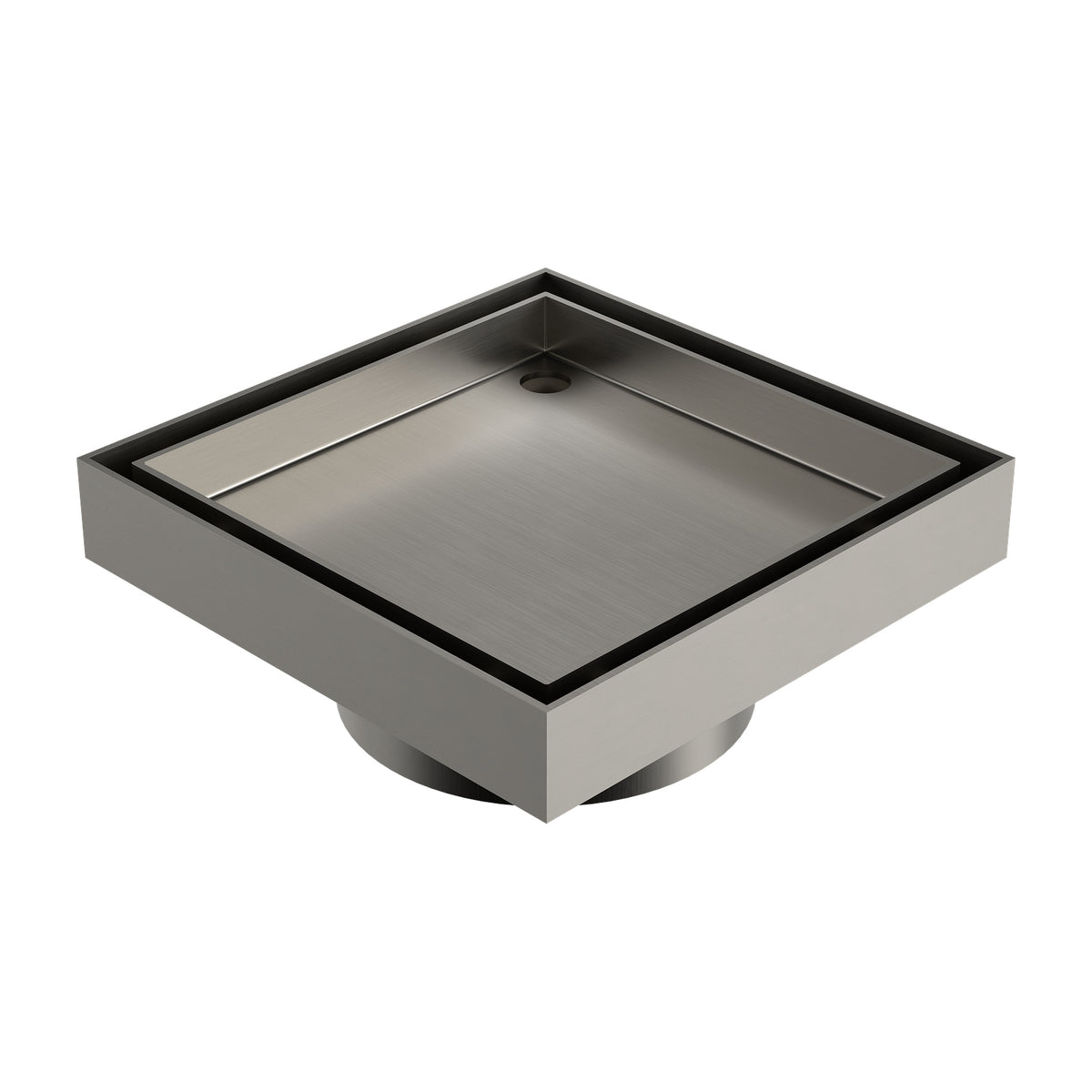 Angle Caroma Square Floor Waste 80mm Outlet Tile Insert - Brushed Nickel 14228028BN - The Blue Space