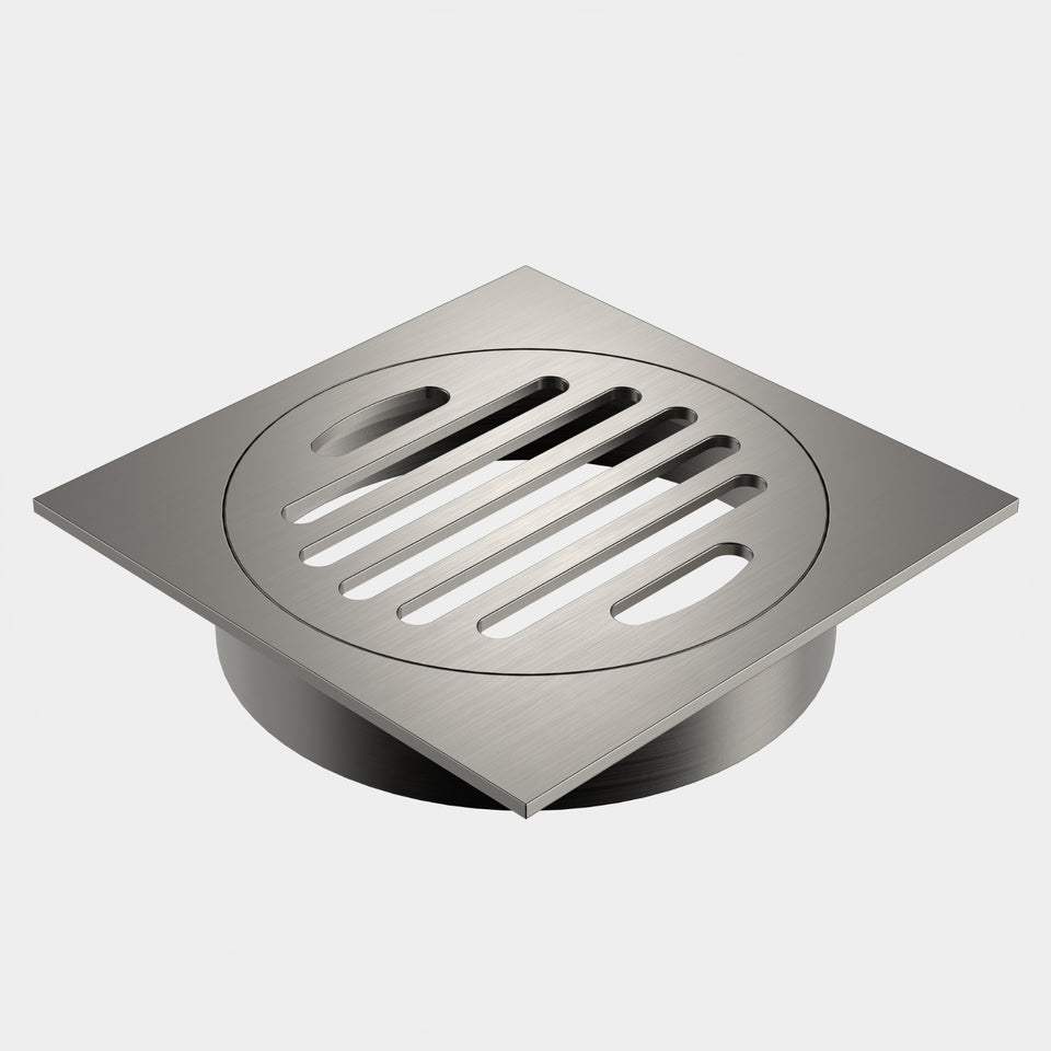 Caroma Square Floor Waste Grate - 100mm Outlet - Brushed Nickel