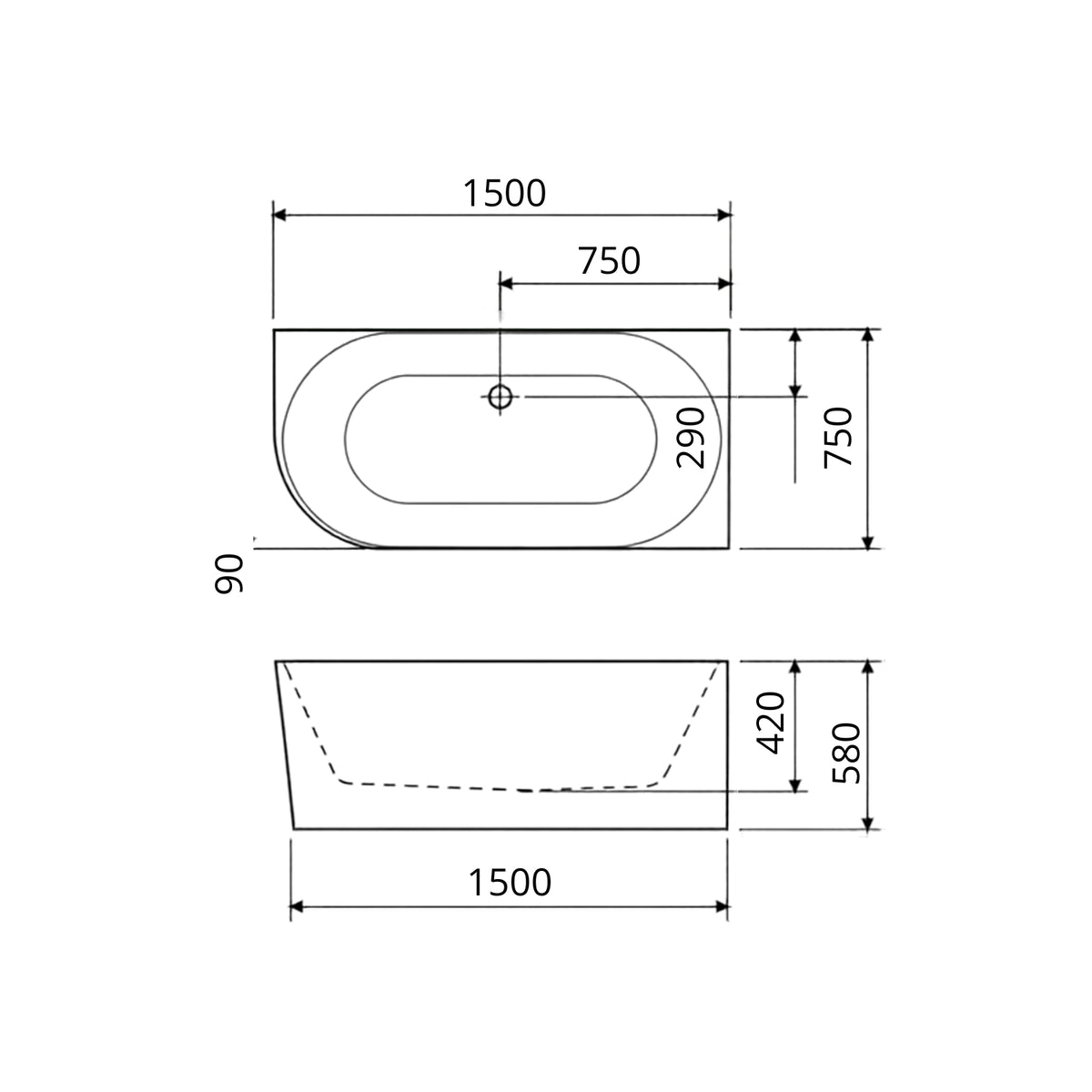 Caroma Urbane II 1500 Corner Back To Wall Bath UII5LHCW - The Blue Space
