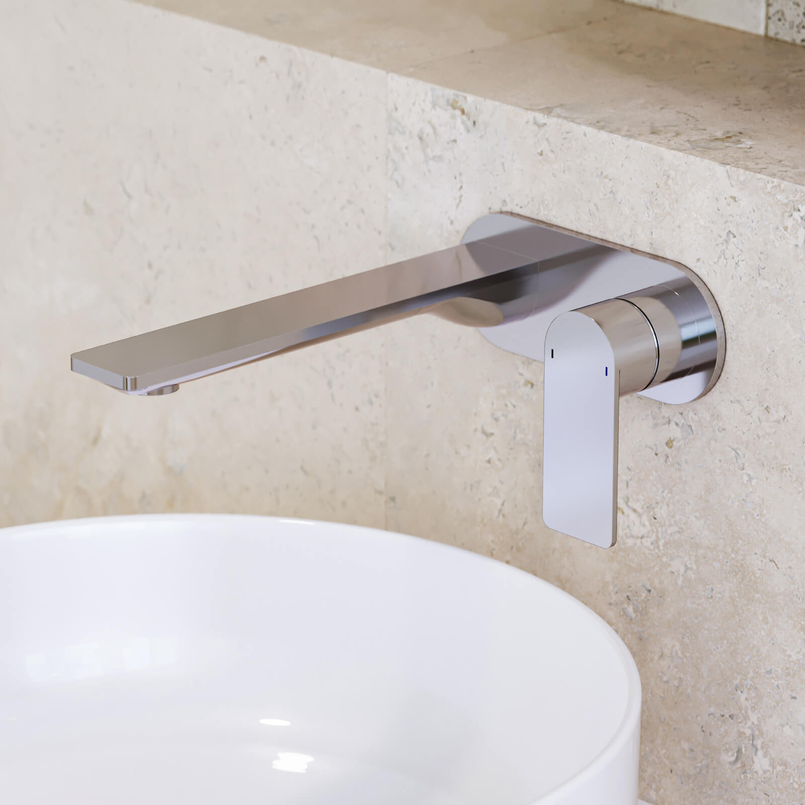 Caroma Urbane II 220mm Wall Basin/Bath Mixer Round Chrome - The Blue Space