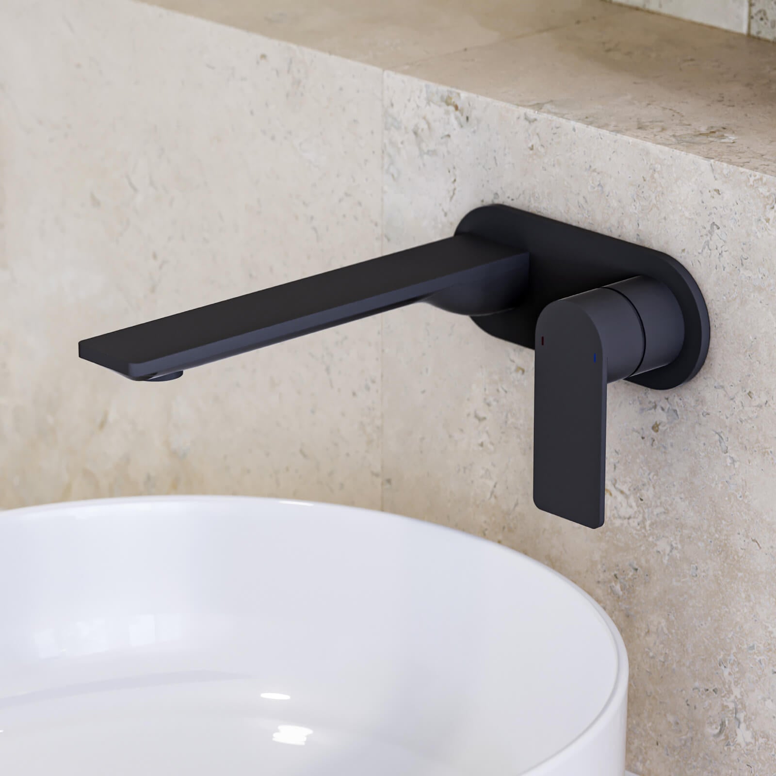 Caroma Urbane II 220mm Wall Basin/Bath Mixer Round Matte Black - The Blue Space
