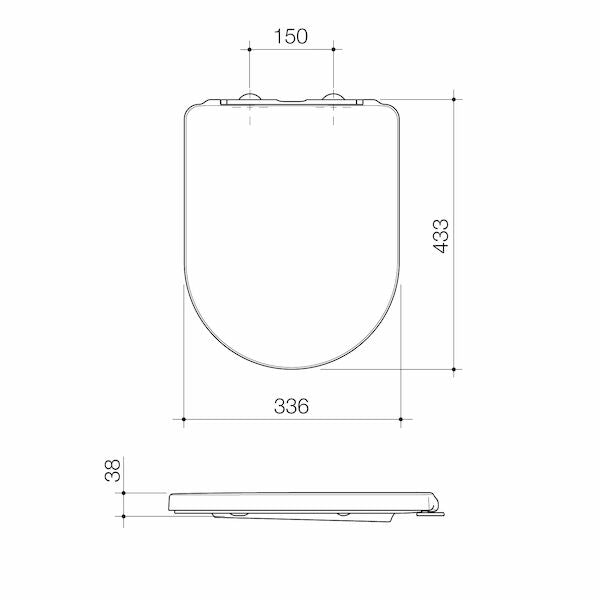 Technical Drawing 2 Caroma Urbane II Cleanflush Compact Wall Faced Toilet Pan + Seat 848105W/S - The Blue Space