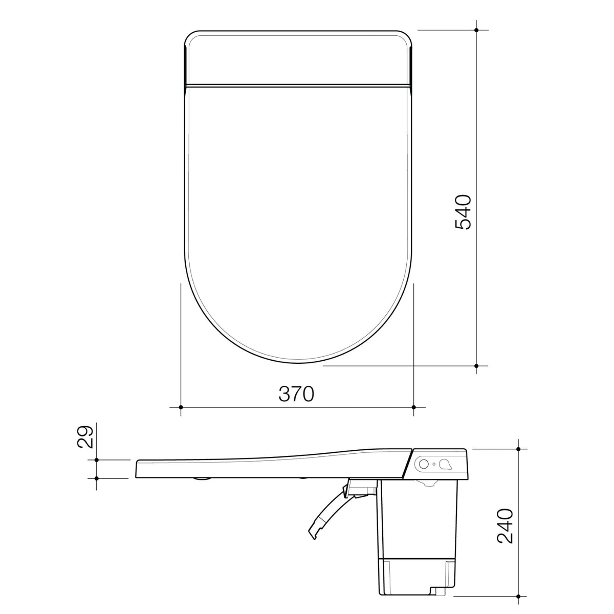 Technical Drawing 2 Caroma Urbane II Invisi Series II Wall Faced Bidet Suite 848610W - The Blue Space