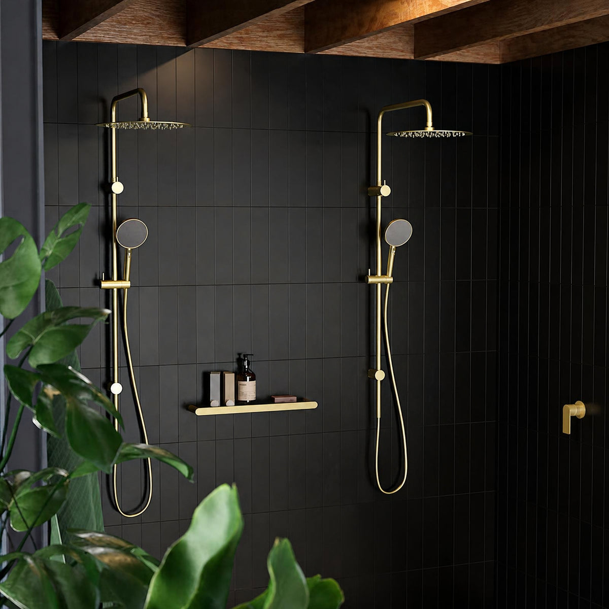 Caroma Urbane II Rail Shower 300mm Overhead Brushed Brass 99630BB3A - The Blue Space