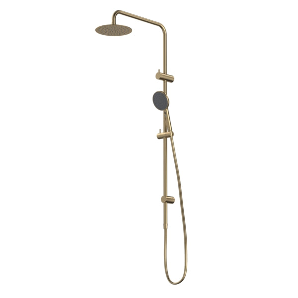 Angle Caroma Urbane II Rail Shower with 200mm Overhead - Brushed Brass 99660BB4E - The Blue Space