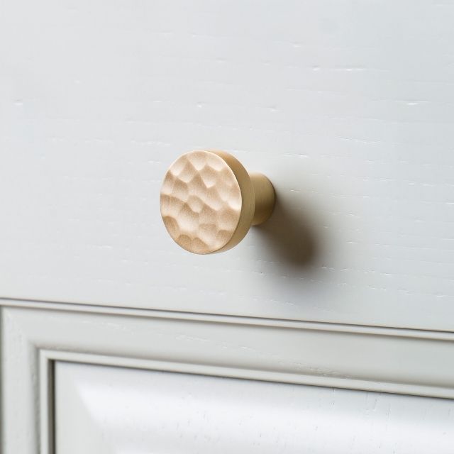 Castella Tarn 38mm Hammered Knob Satin Brass