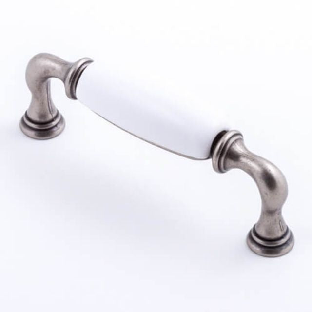 Castella Manor 96mm Handle White/ Pewter 087.096.22 - The Blue Space