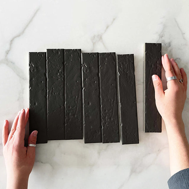 Charcoal Blaire Brick Look Tile Textured Matte 45 x 230 x 8mm Porcelain | The Blue Space