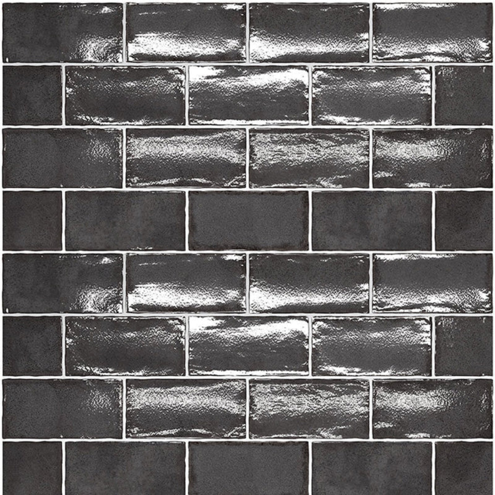 Looks Charcoal Dianna Hand Made Subway Tile 75 x 150 x 9mm Spanish Ceramic - The Blue Space