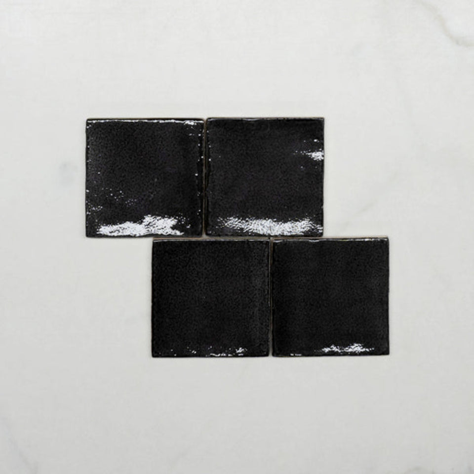 Charcoal Dianna Zellige Tile 100 x 100 x 9mm Spanish Ceramic