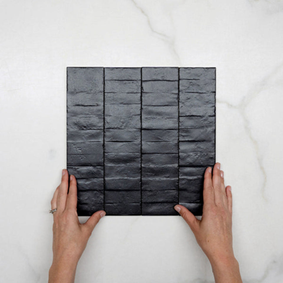 Charcoal Olivia Feature Subway Matte 75 x 300mm Porcelain
