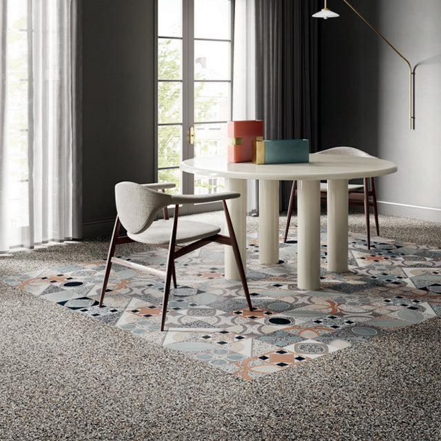 Charcoal Theo Terrazzo Tile Matt 200 x 200mm Porcelain | The Blue Space