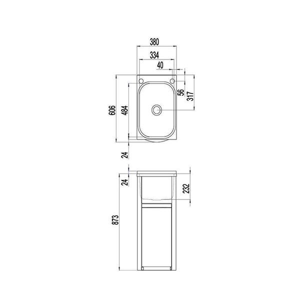 Clark Eureka 35 Litre Compact Laundry Tub and Cabinet dimensions
