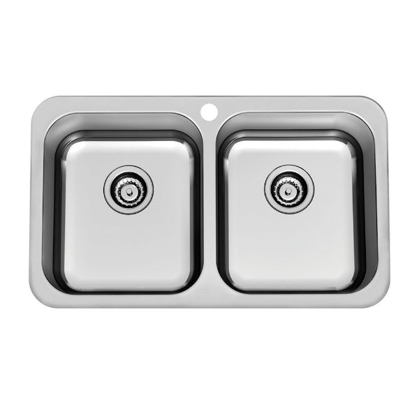 Clark Polar Double Bowl Overmount 1TH Kitchen Sink - The Blue Space