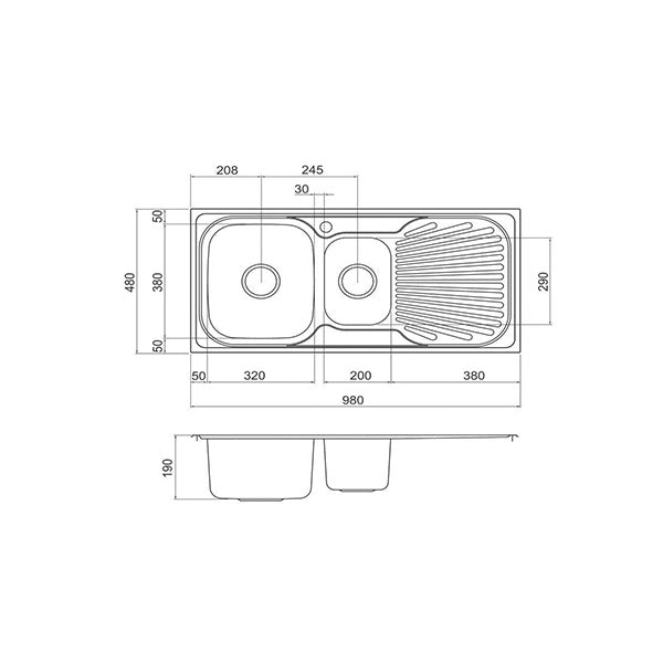 Clark Vital 1.5 End Bowl Kitchen Sink - specs