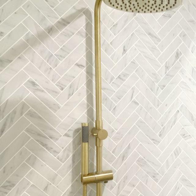 Cottesloe Carrara White Herringbone Honed Marble Mosaic Tile 35x150mm | The Blue Space