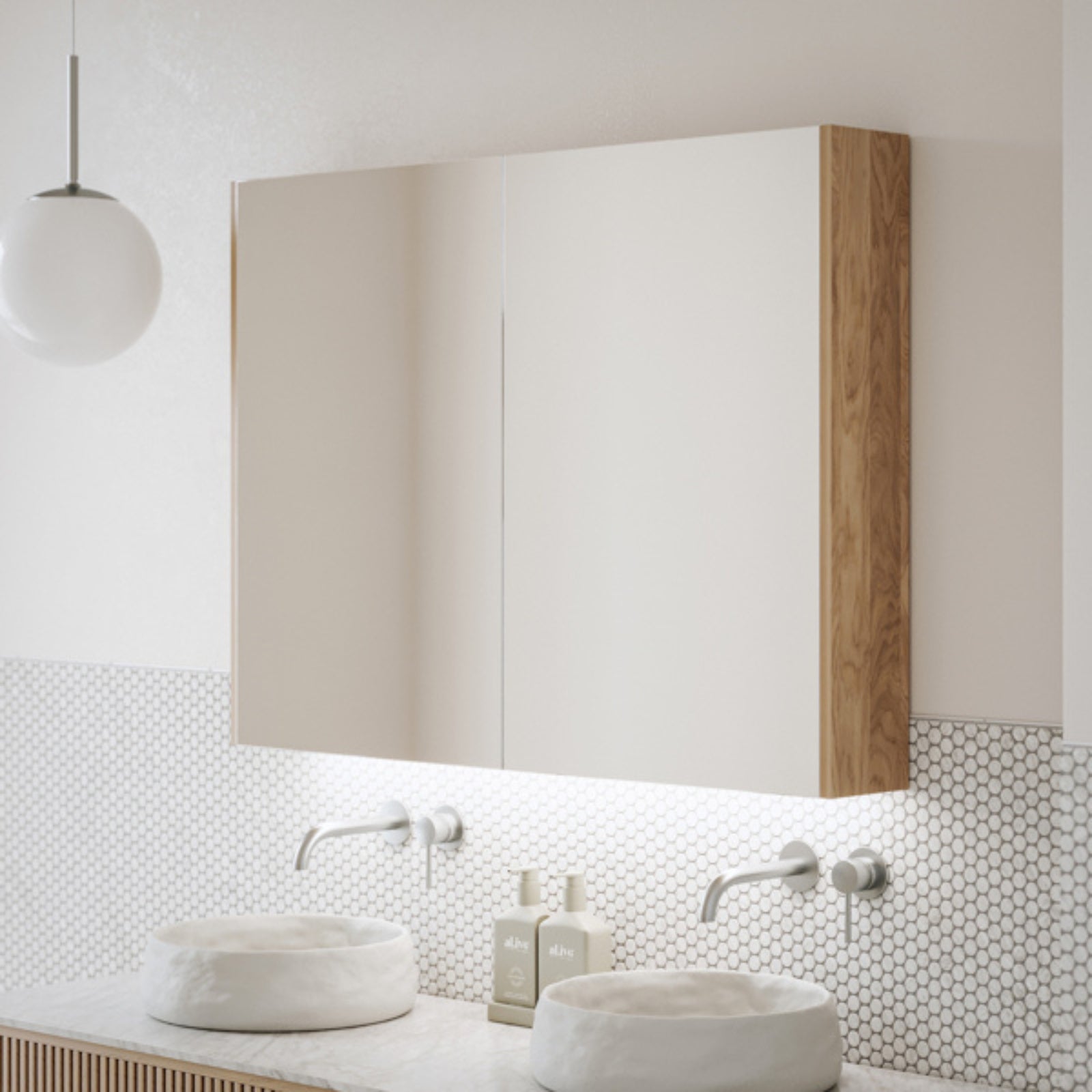 Lifestyle 2 Cottesloe Carrara White Penny Round Honed Marble Mosaic Tile 23x23mm ART003 - The Blue Space