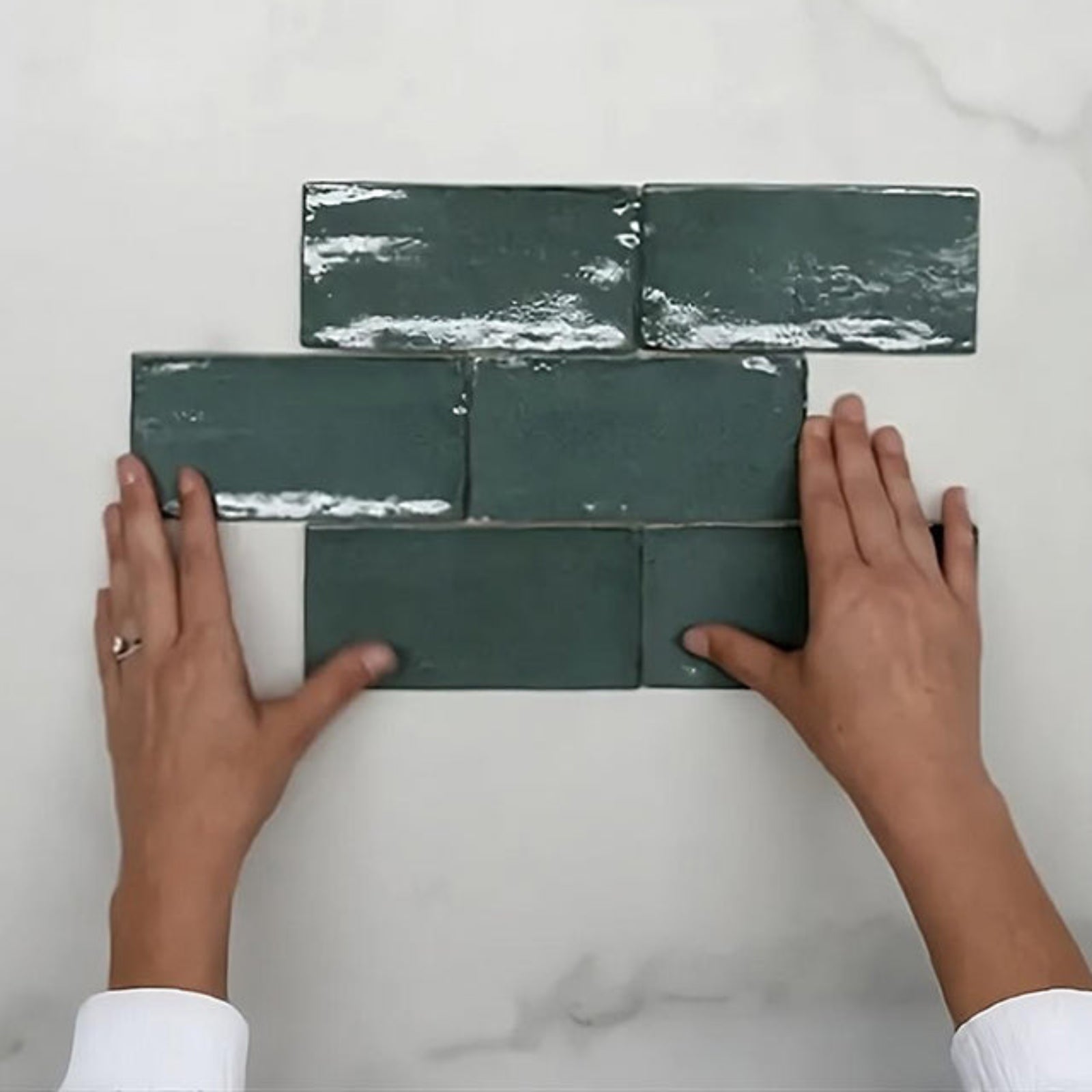 Dark Green Dianna Hand Made Subway Tile 75 x 150 x 9mm Spanish Ceramic | The Blue Space