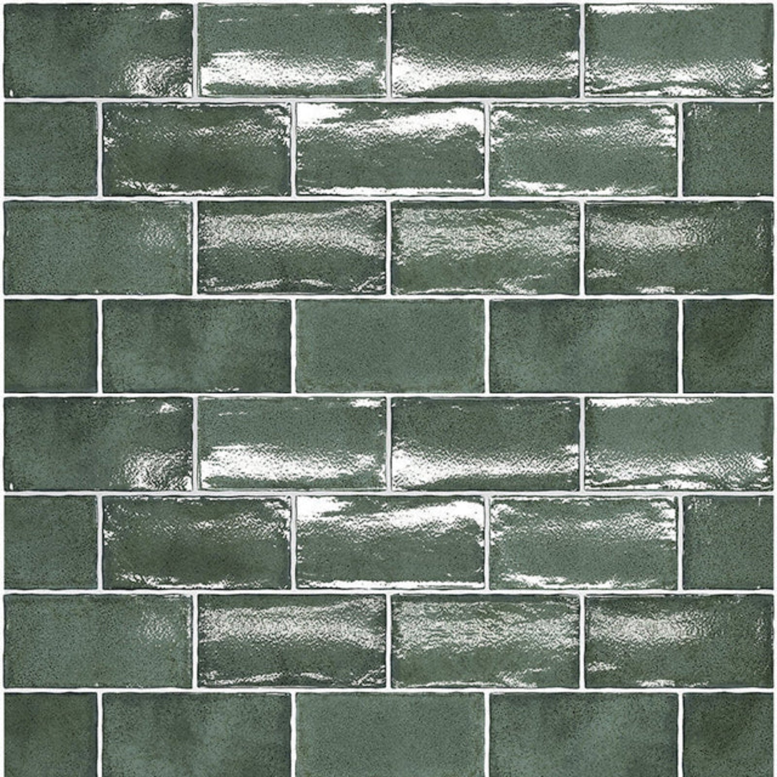 Dark Green Dianna Hand Made Subway Tile 75 x 150 x 9mm Spanish Ceramic | The Blue Space