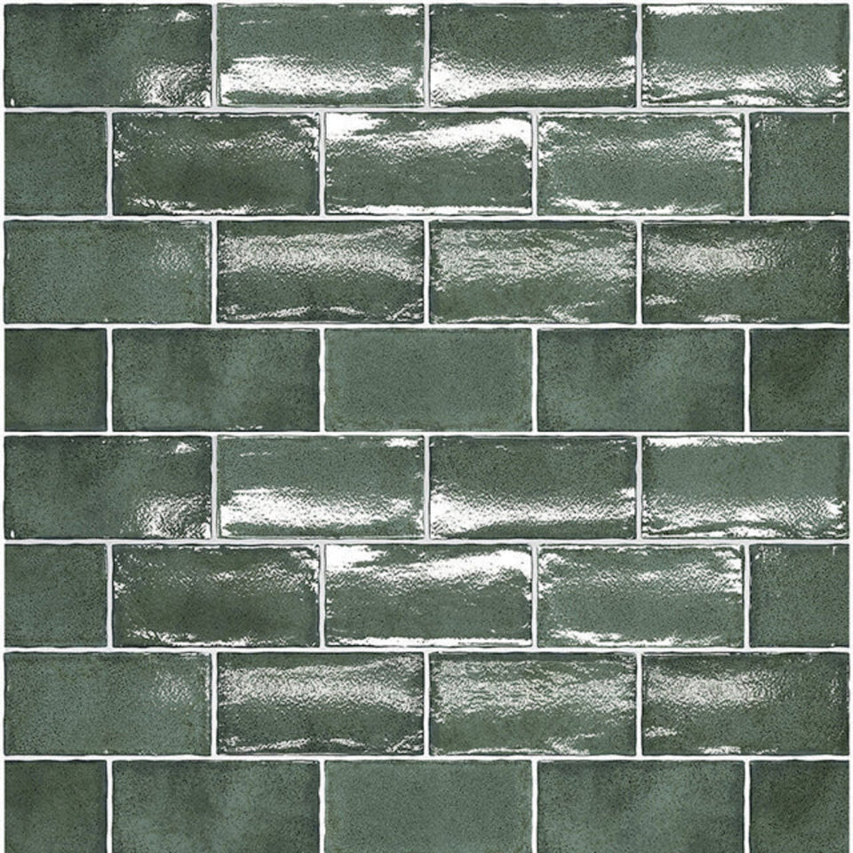 Dark Green Dianna Hand Made Subway Tile 75 x 150 x 9mm Spanish Ceramic