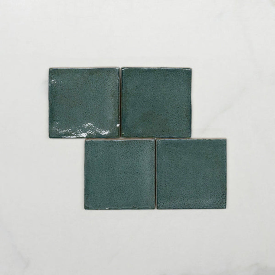 Dark Green Dianna Zellige Tile 100 x 100 x 9mm Spanish Ceramic